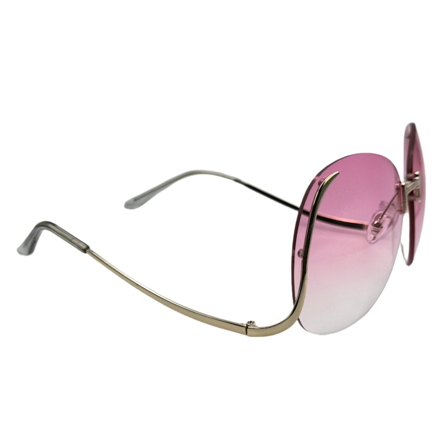Pink RImless Butterfly Lens Sunglasses