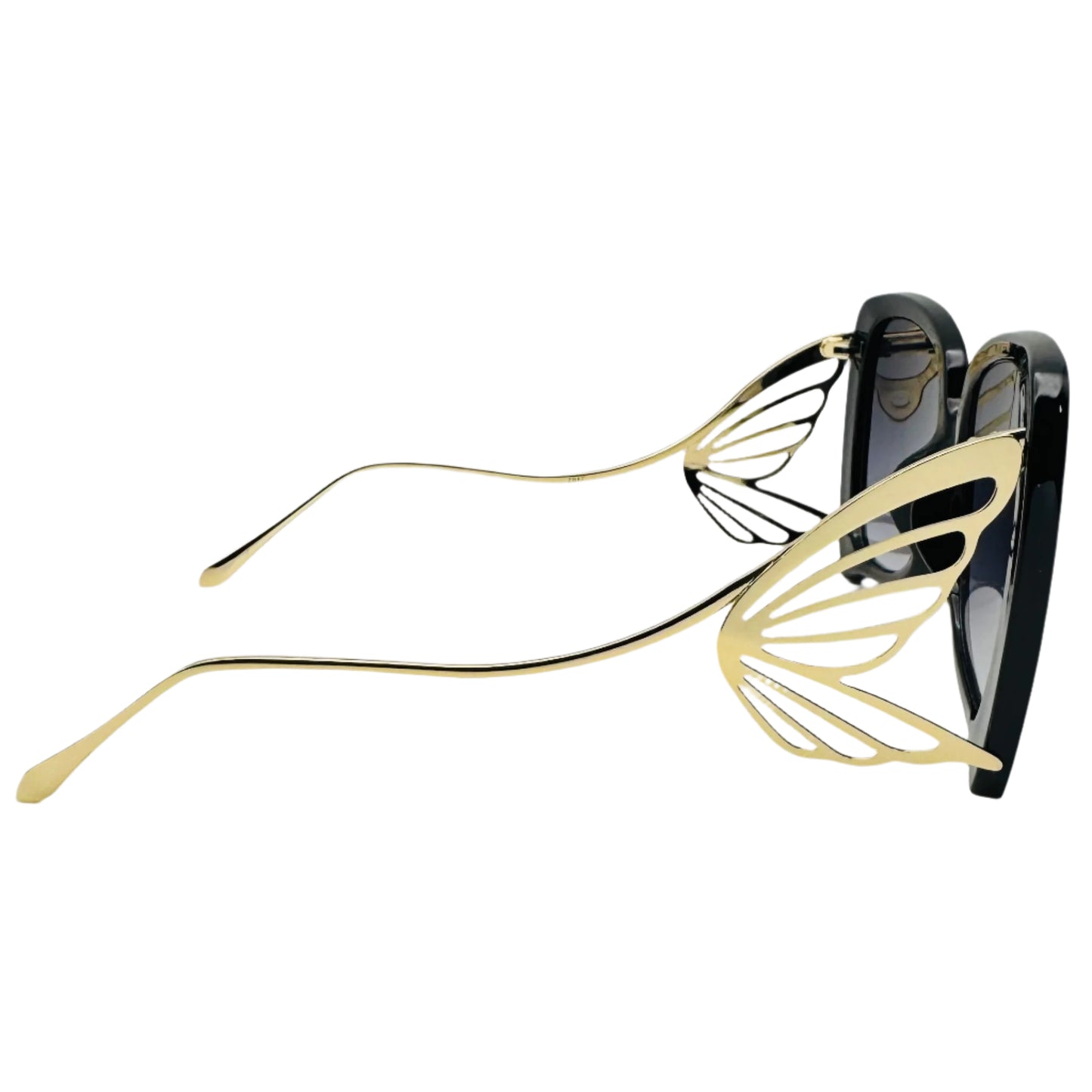 Black/Gold Ladies Sunglasses with Wing Accented Arms
