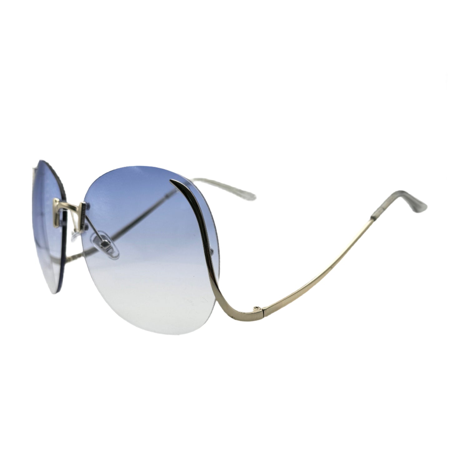 Blue RImless Butterfly Lens Sunglasses