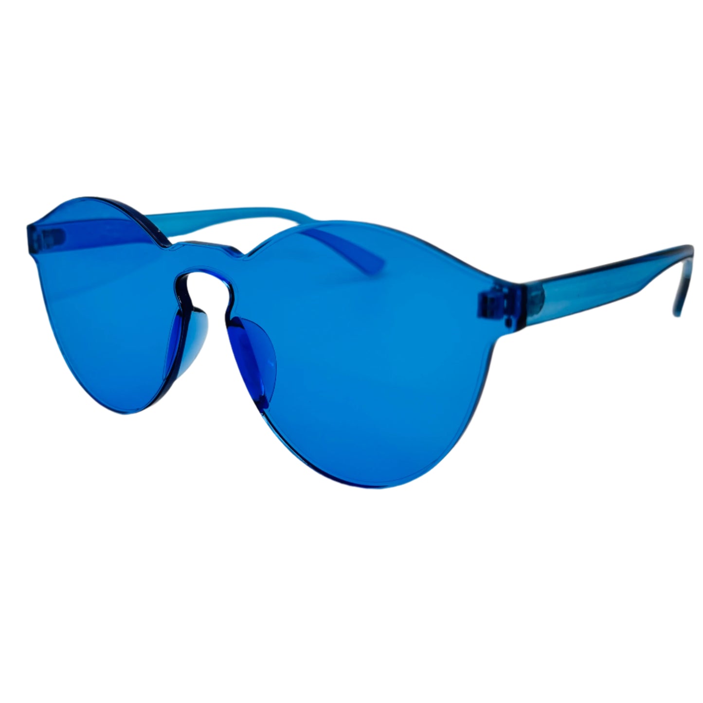 Blue Rimless Round Acrylic Sunglasses