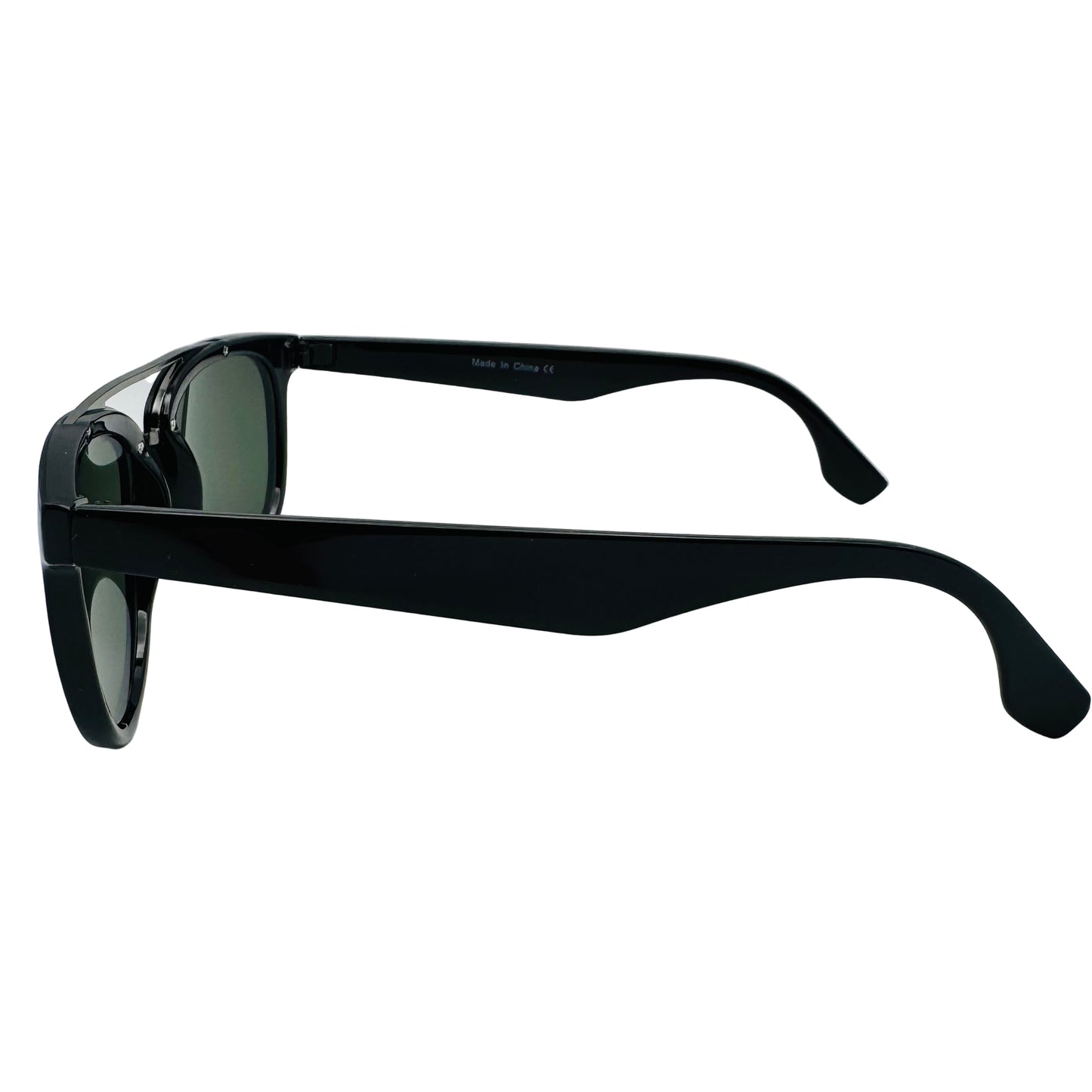 Black sunglasses on a light gray background