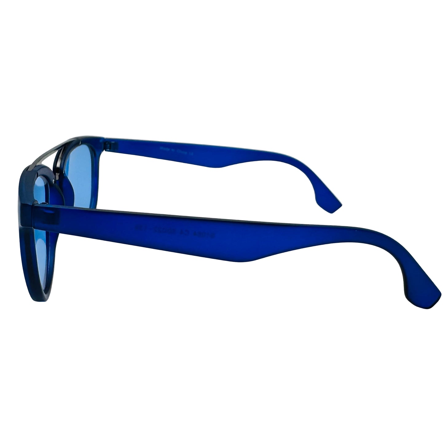 Blue sunglasses on a white background