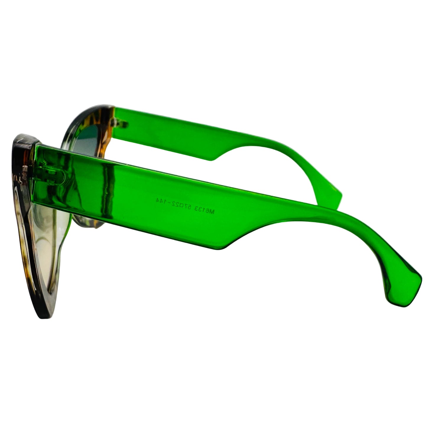 Green sunglasses with a clear background