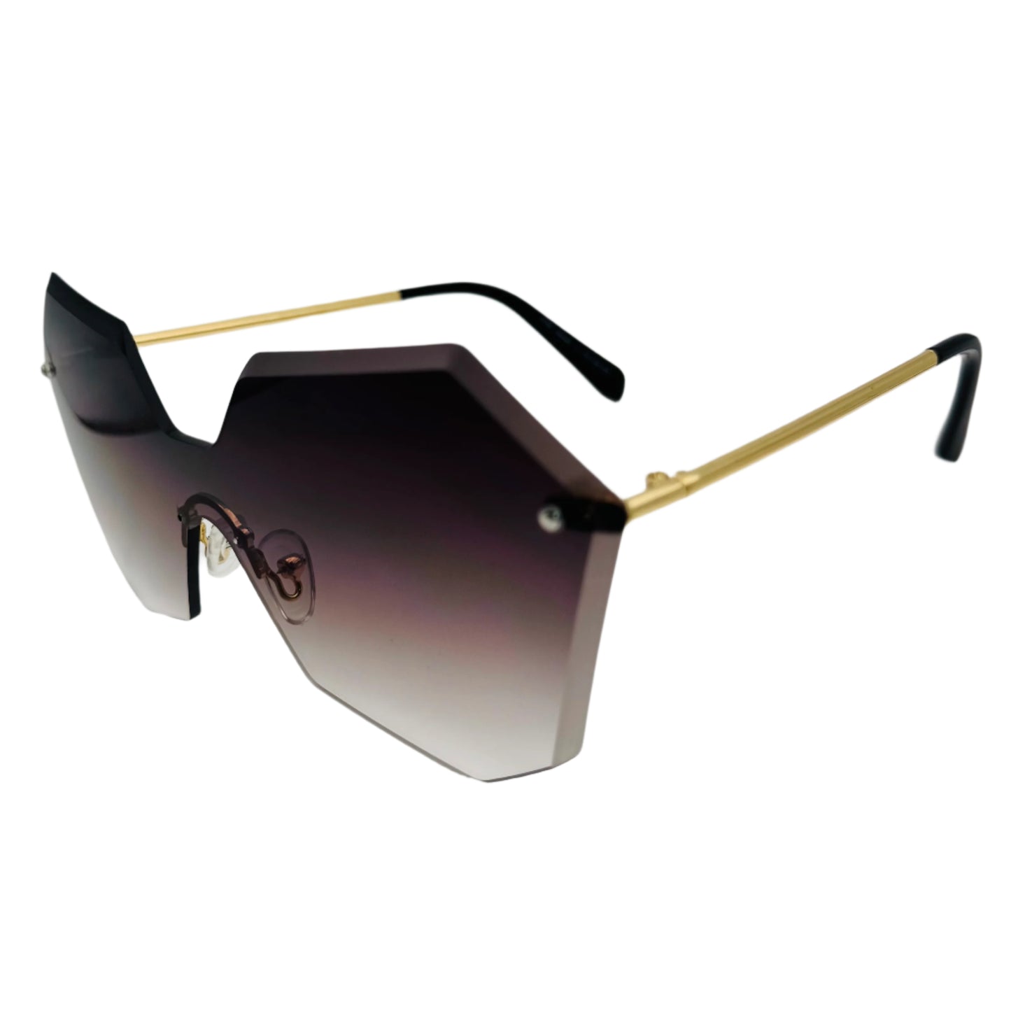 Black Butterfly Rimless Single Piece Lens Sunglasses