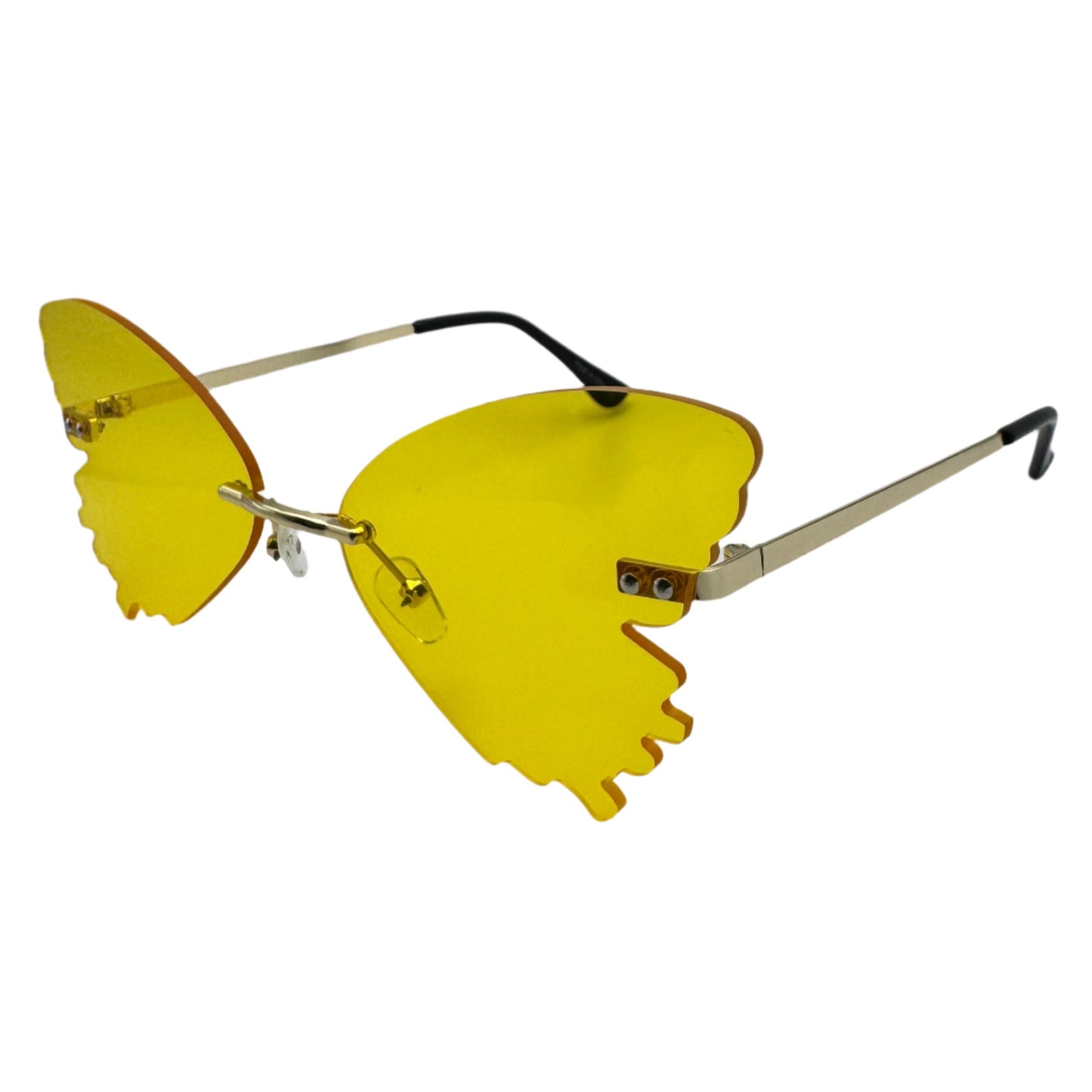 Yellow Butterfly Wing Rimless Sunglasses