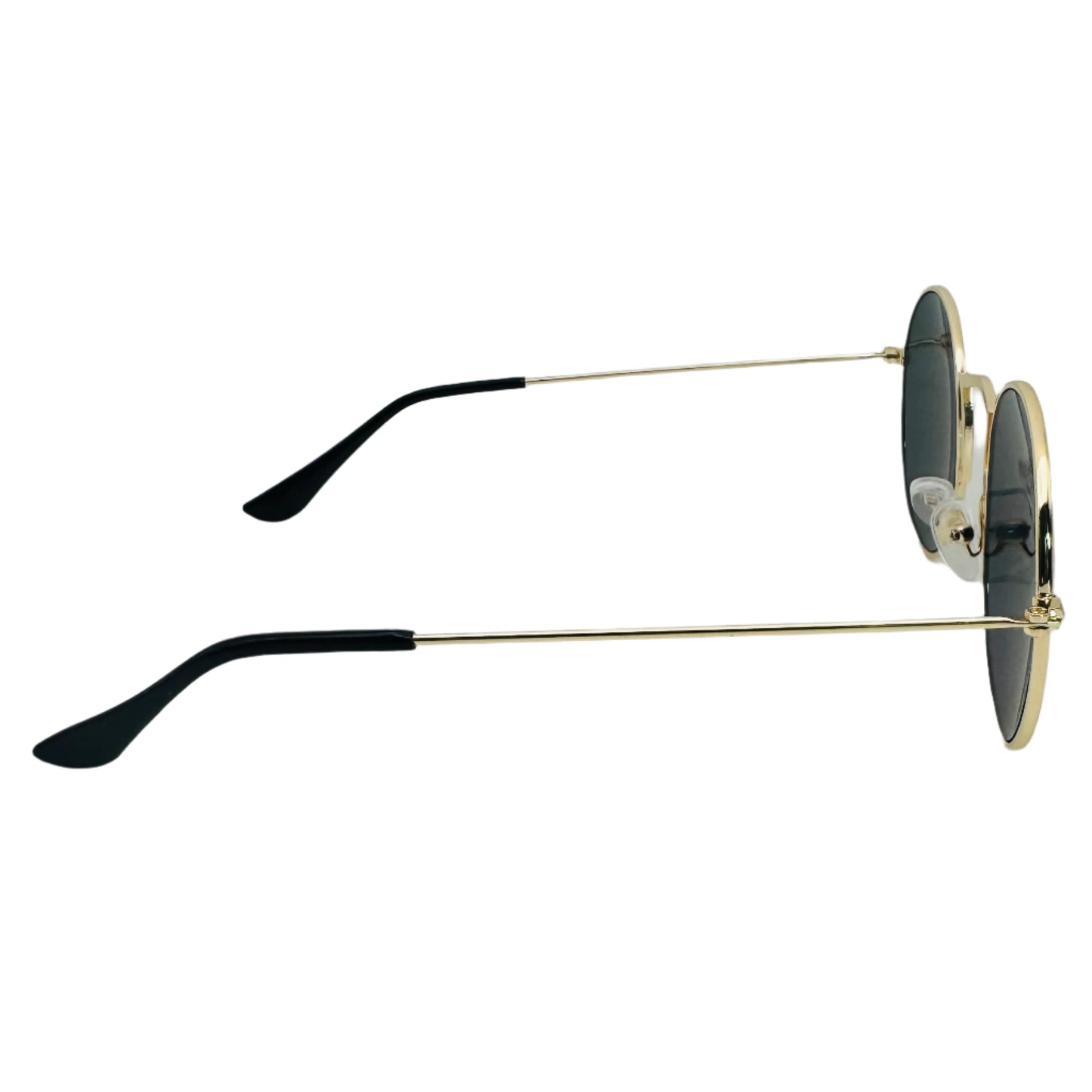 Gold Mirror Lens Retro Circle Sunglasses with Unique Nose Bridge