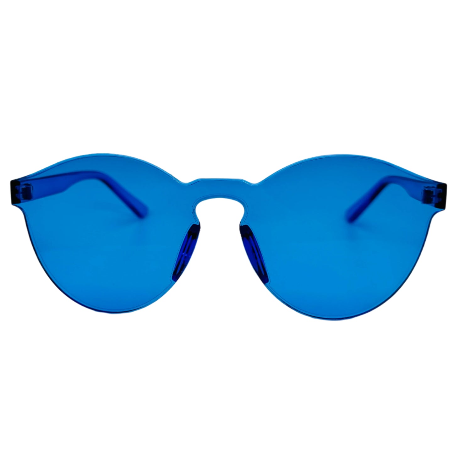 Blue Rimless Round Acrylic Sunglasses