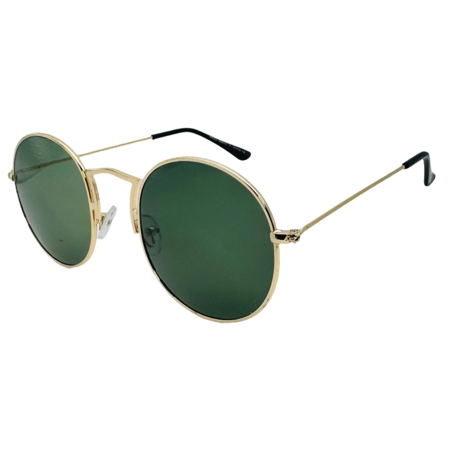 Green Lens Retro Circle Sunglasses with Unique Nose Bridge