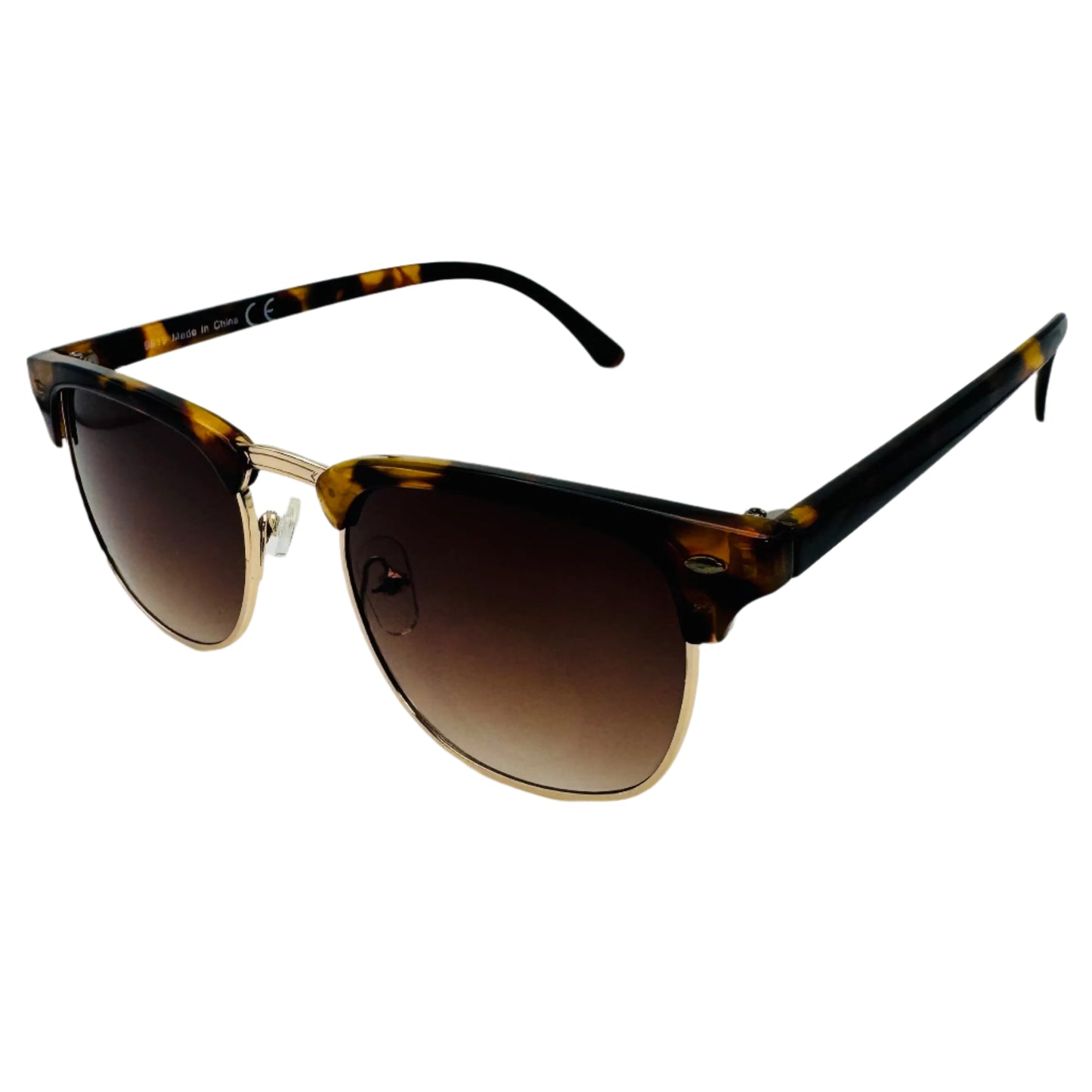 Tortoise/Brown Browline Semi-Rimles Sunglasses