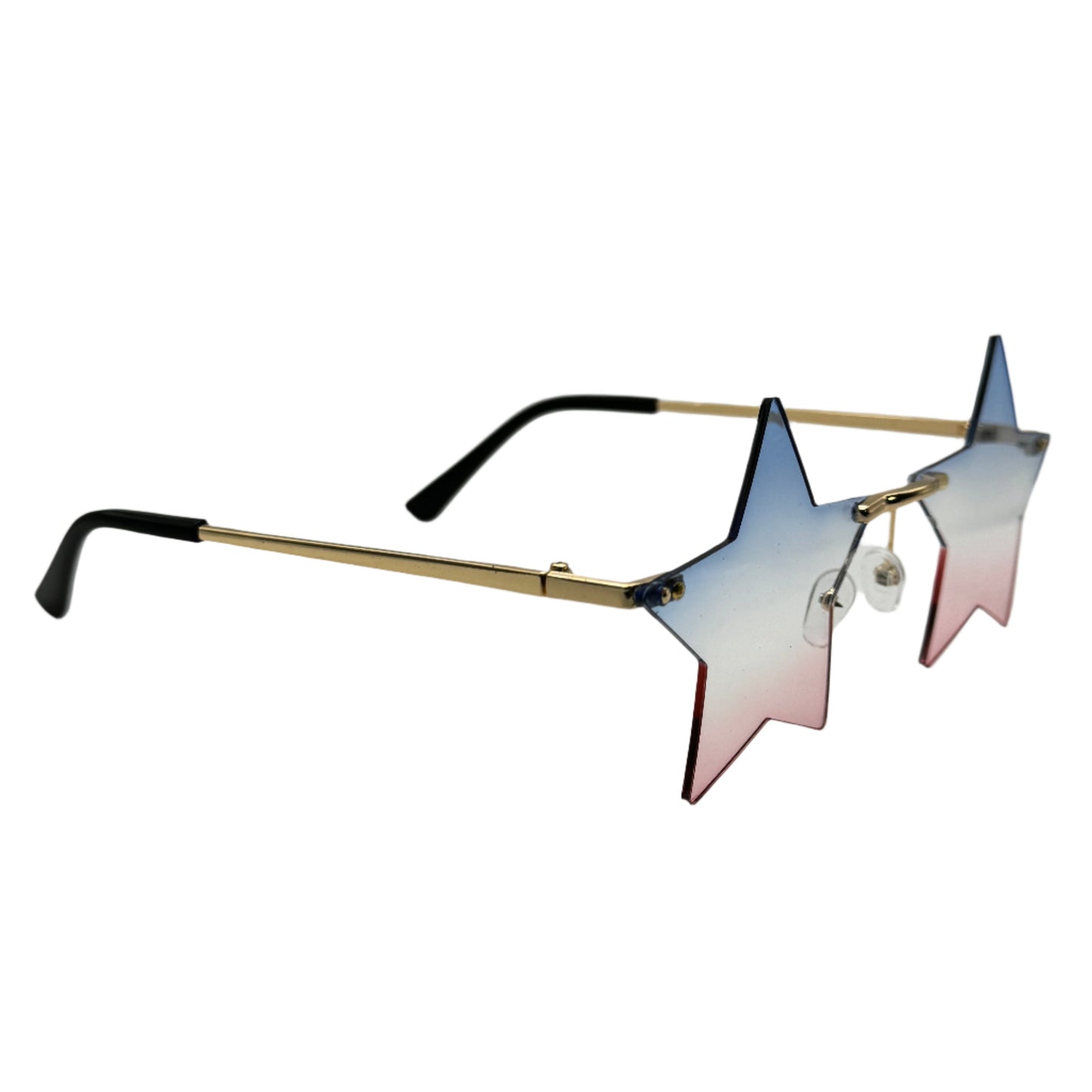 Blue/Red Rimless Star Sunglasses