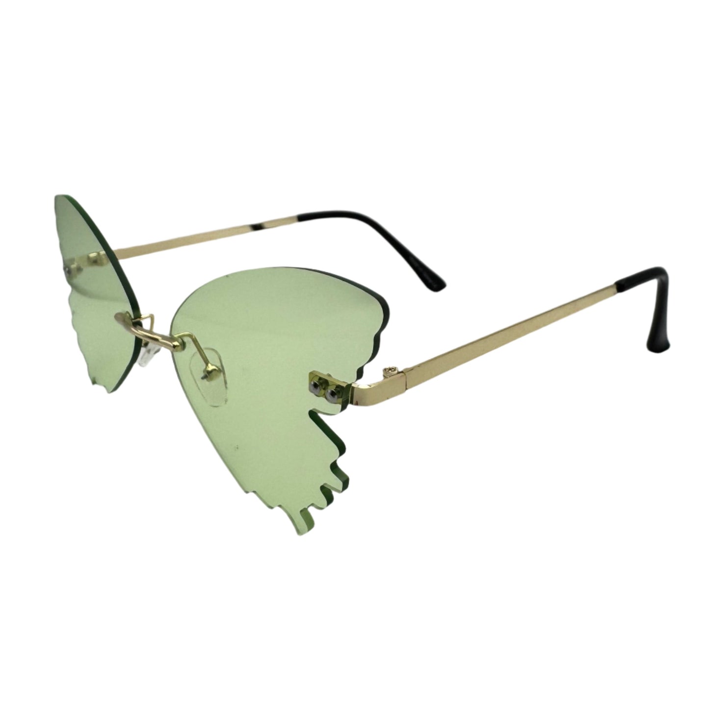 Green Butterfly Wing Rimless Sunglasses