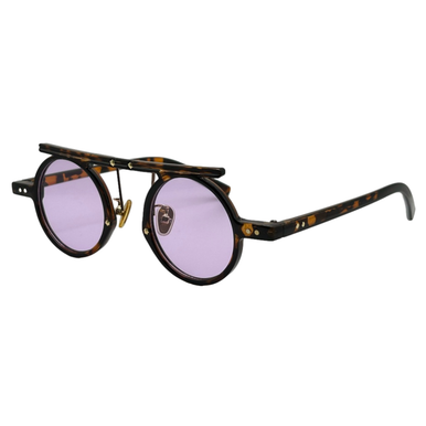 (C) 6185 | Round Sunglasses with Unique Browbar