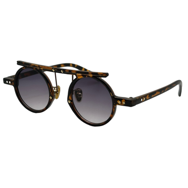 (C) 6185 | Round Sunglasses with Unique Browbar