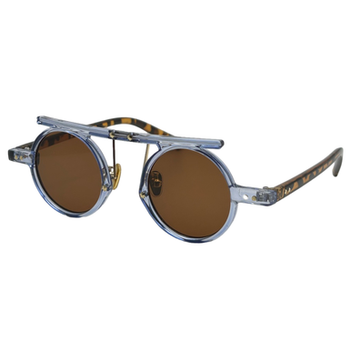 (C) 6185 | Round Sunglasses with Unique Browbar