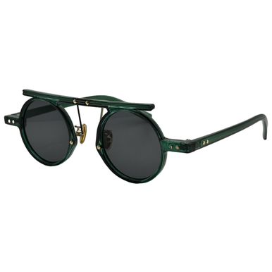 (C) 6185 | Round Sunglasses with Unique Browbar