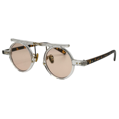 (C) 6185 | Round Sunglasses with Unique Browbar