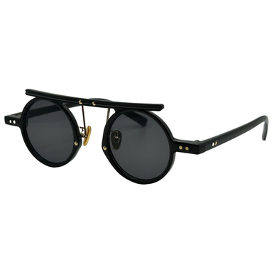 (C) 6185 | Round Sunglasses with Unique Browbar