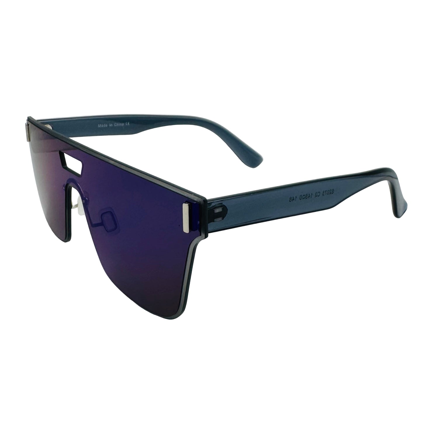 Sunglasses with blue gradient lenses on a light gray background