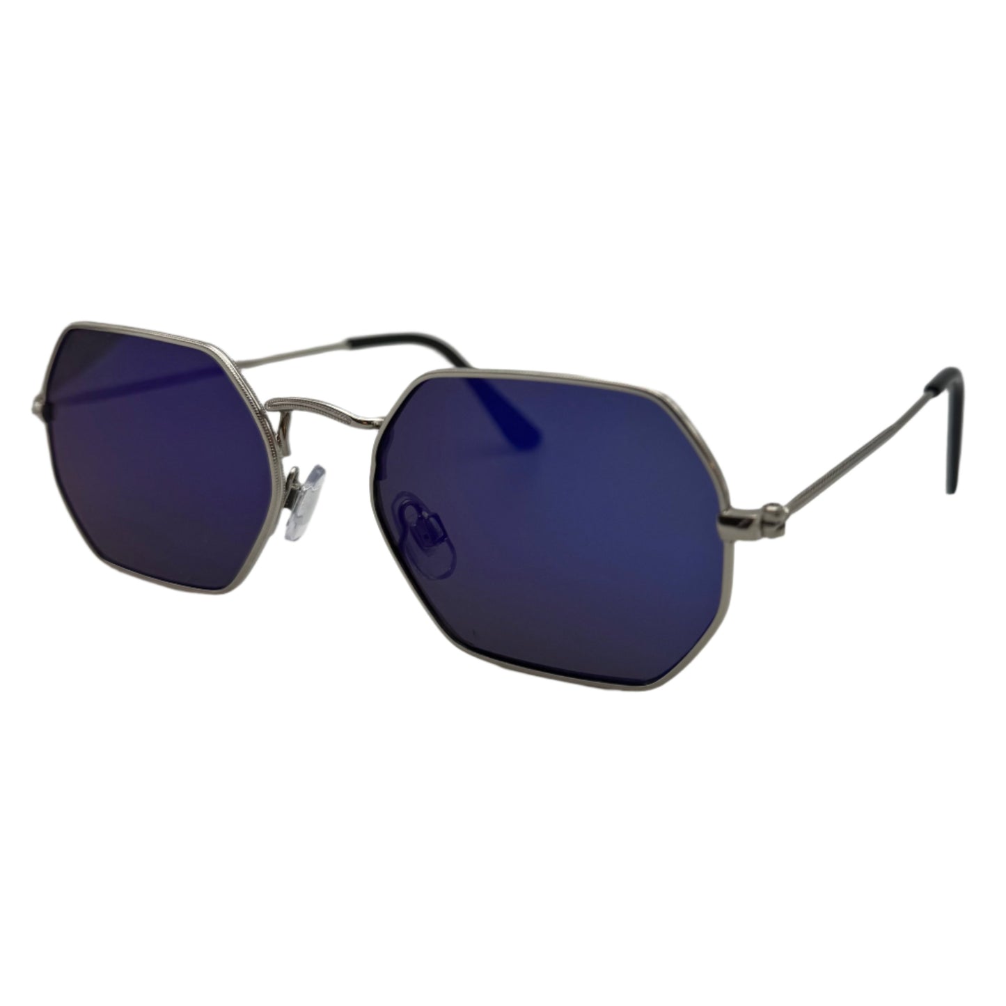 Blue Mirror Hexagon Sunglasses