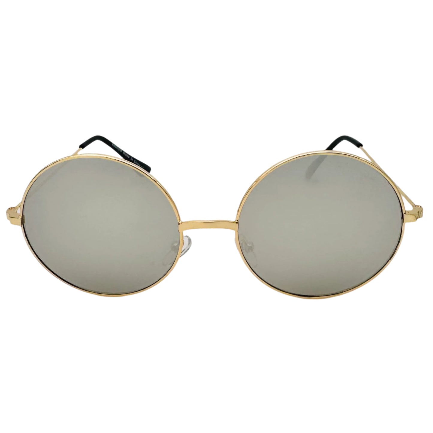 Silver Mirror Lens Circle Sunglasses - Gold Frame