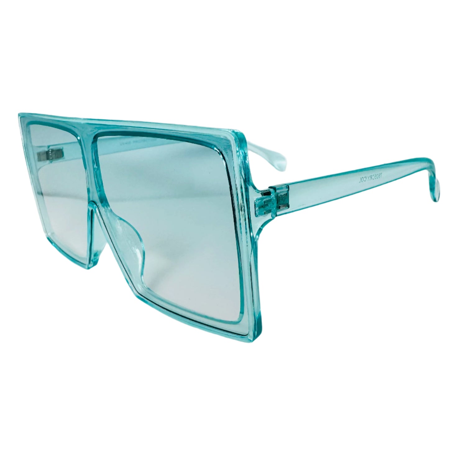 Aqua Large Square Sunglasses with Transparent Frame