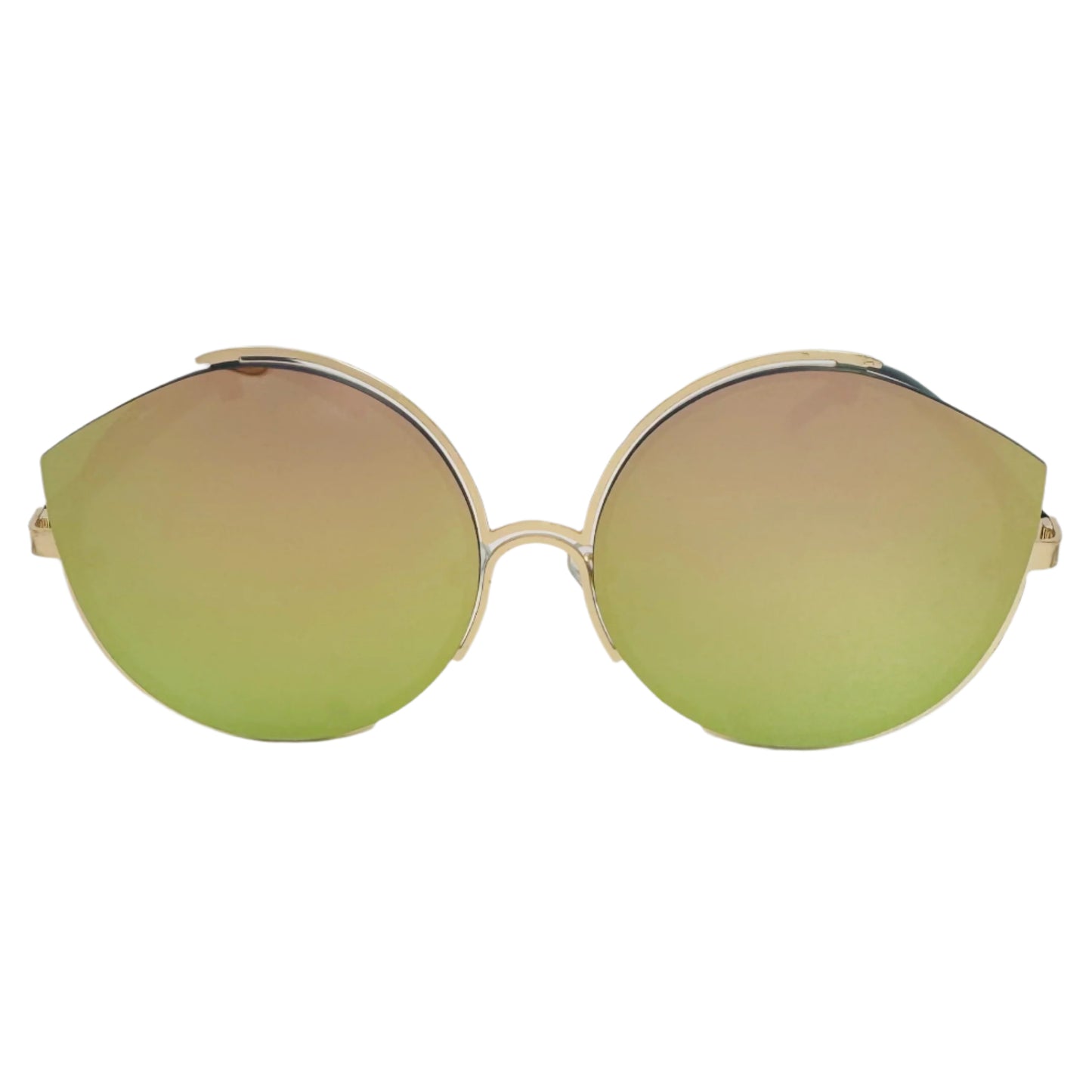 Rose Gold Mirror Rimless Luxe Circle Sunglasses