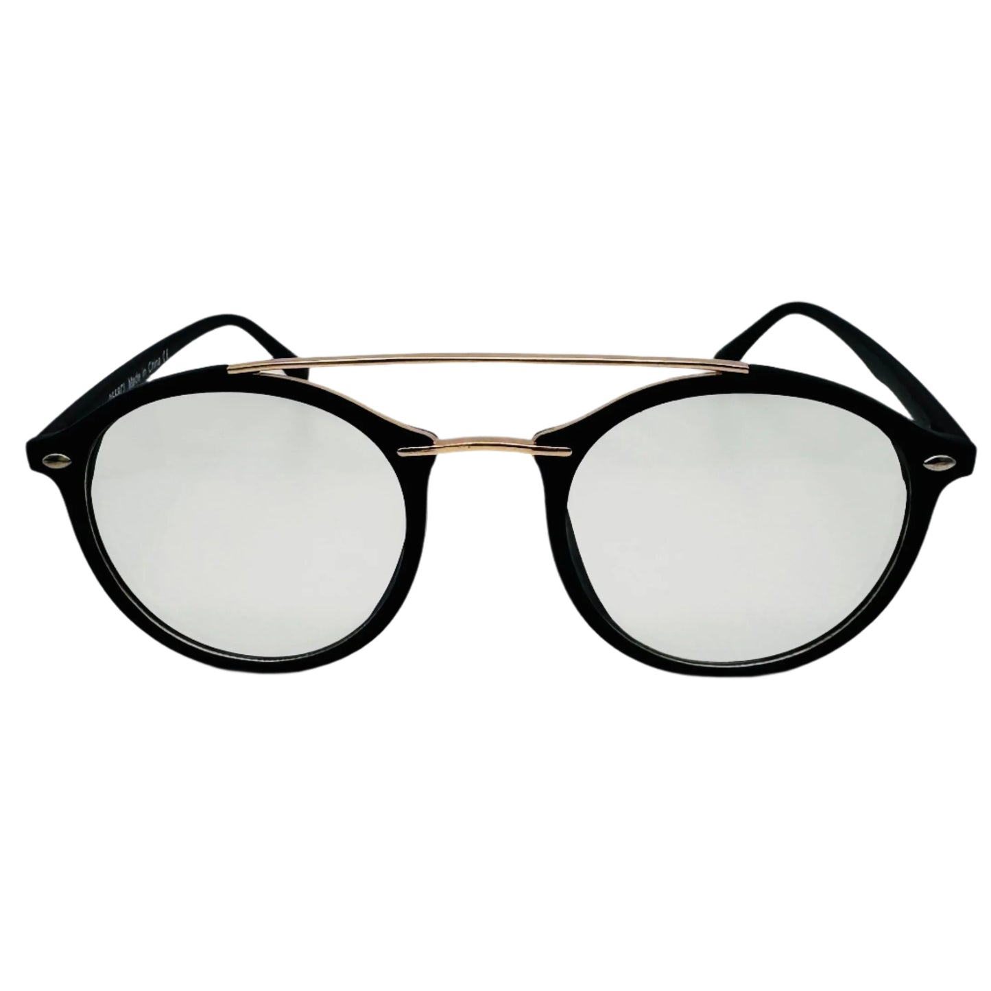 Black/Gold Round Clear Lens Nerd Glasses - Non Prescription