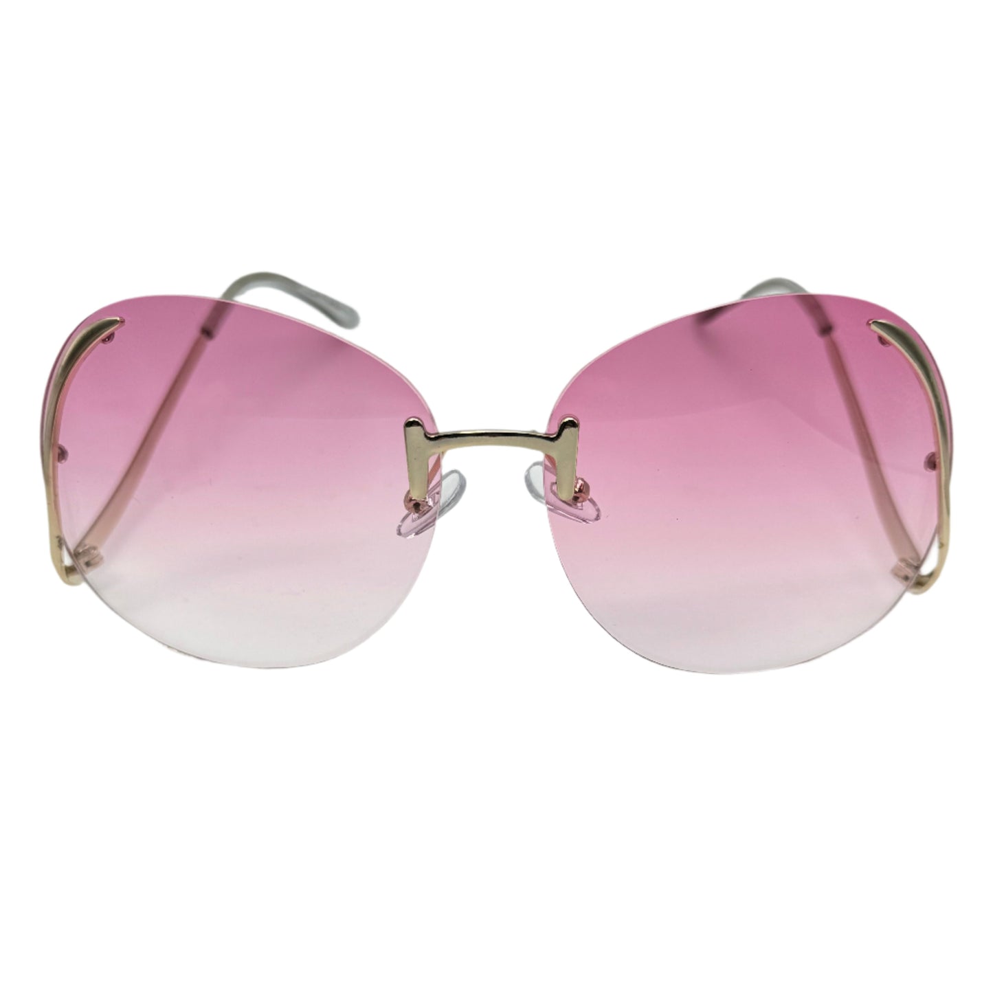 Pink Rimless Butterfly Lens Sunglasses
