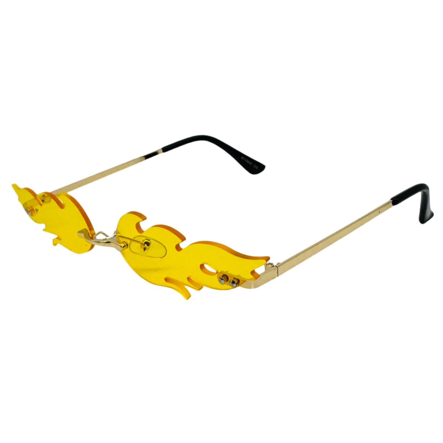 Yellow Rimless Lens Flame Sunglasses