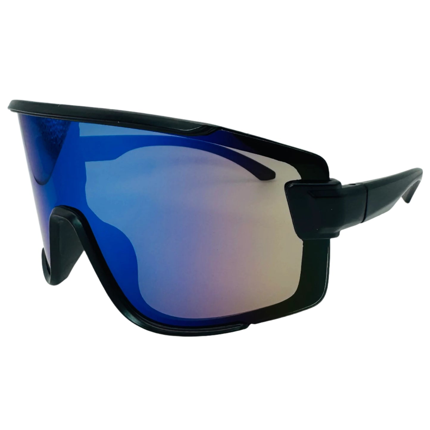 Blue Mirror Sport Wrap Sunglasses