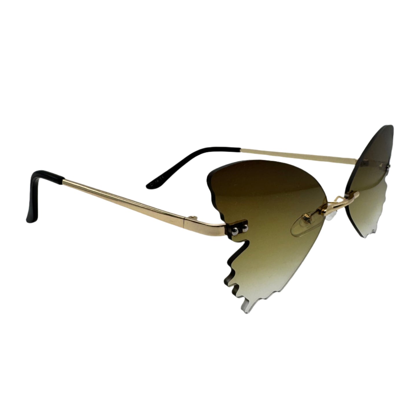 Dark Green Butterfly Wing Rimless Sunglasses