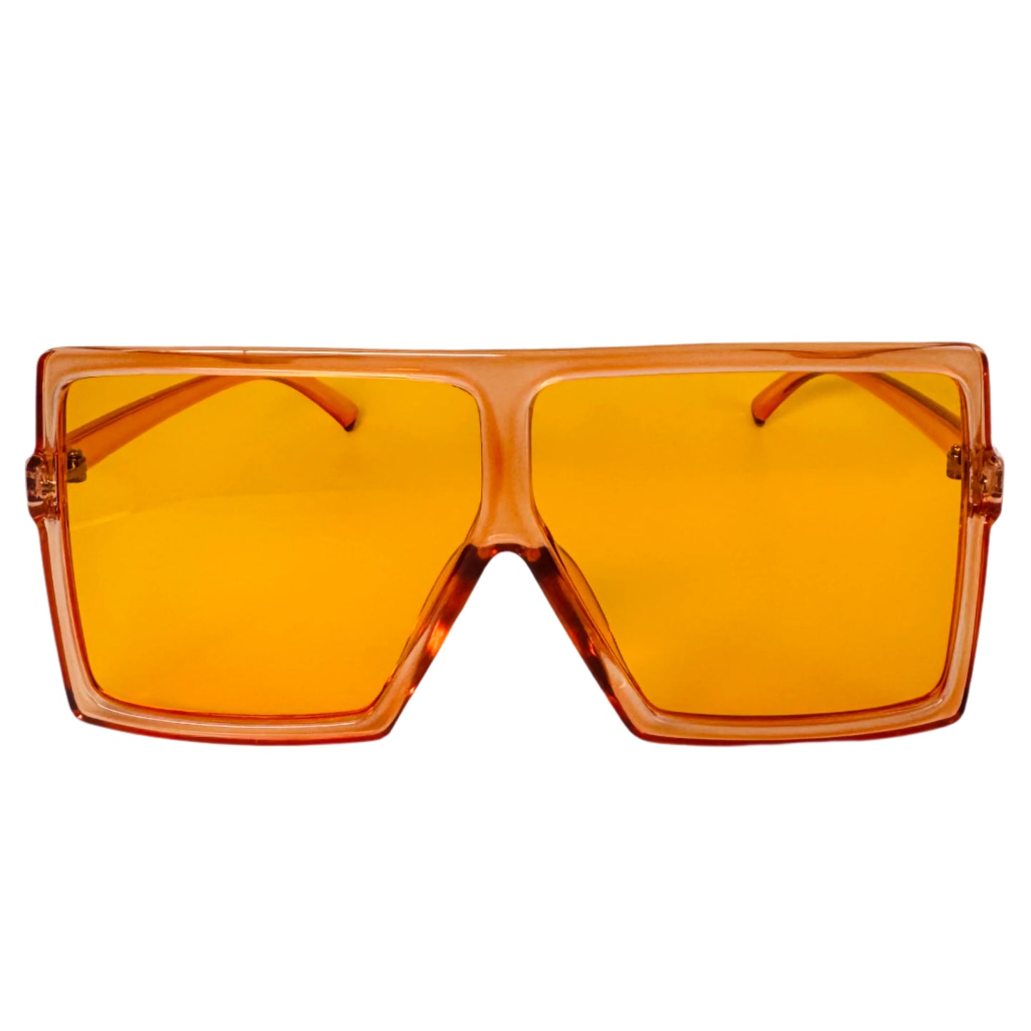 Orange Large Square Sunglasses with Transparent Frame