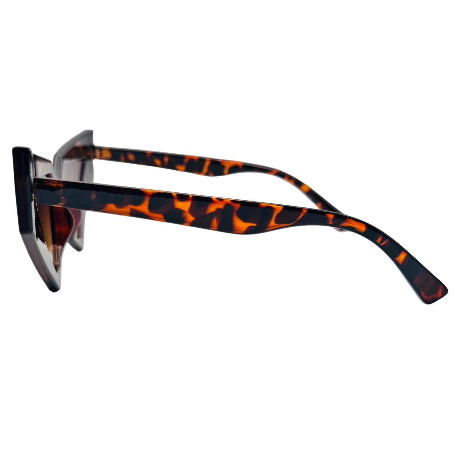 Sunglasses with tortoiseshell frame on a white background