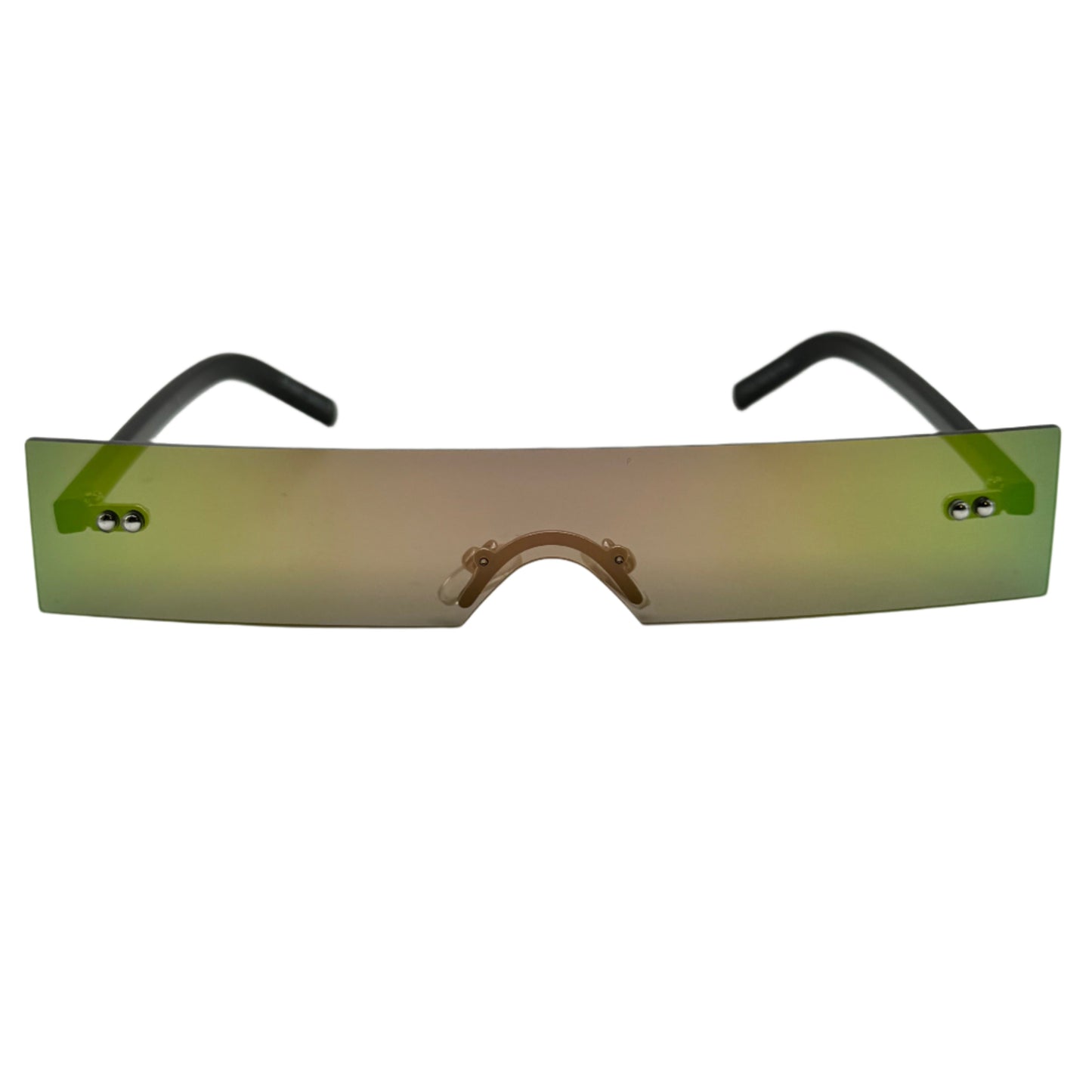 Gold Mirror Slim Rimless Sunglasses