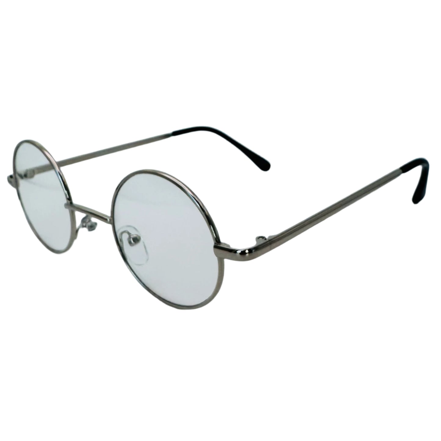 Silver Clear Lens Non-Prescription Circle Glasses