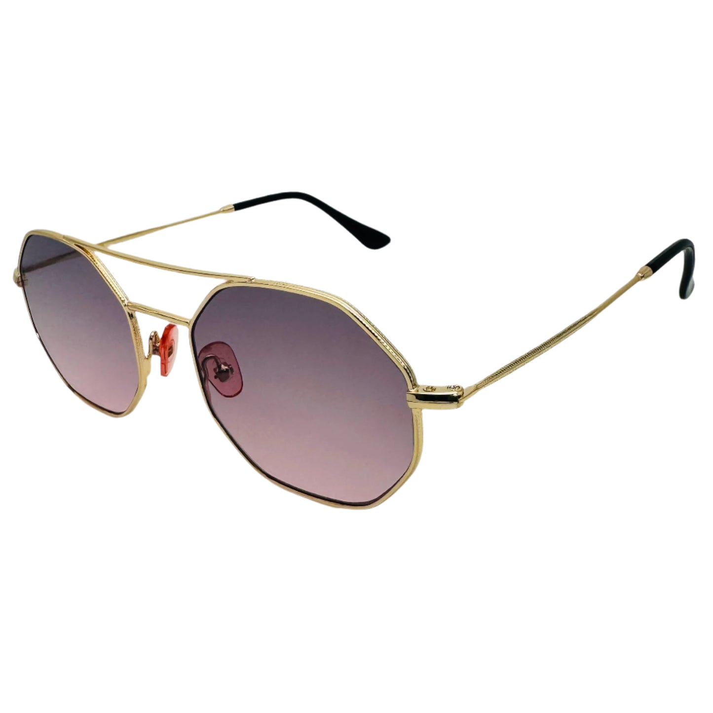Black Two Tone Hexagon Sunglasses