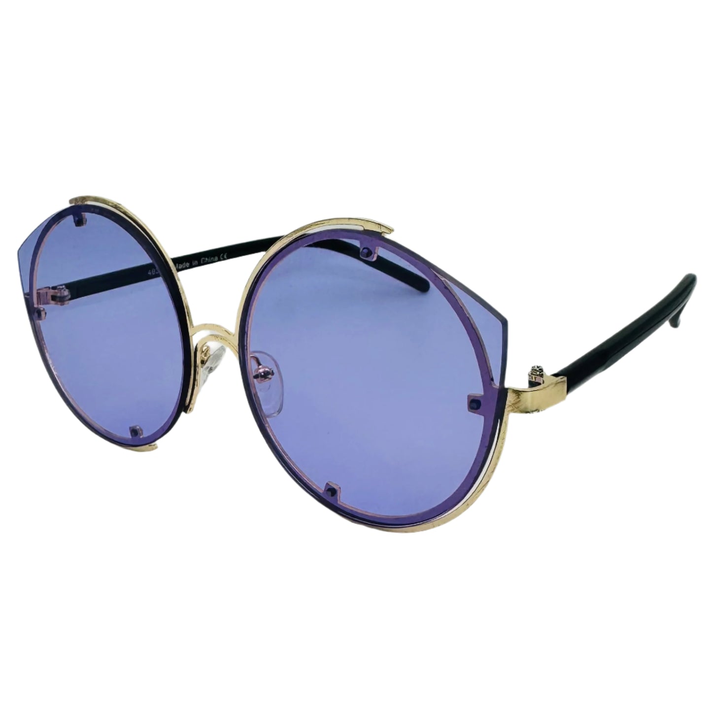 Purple Rimless Luxe Circle Sunglasses