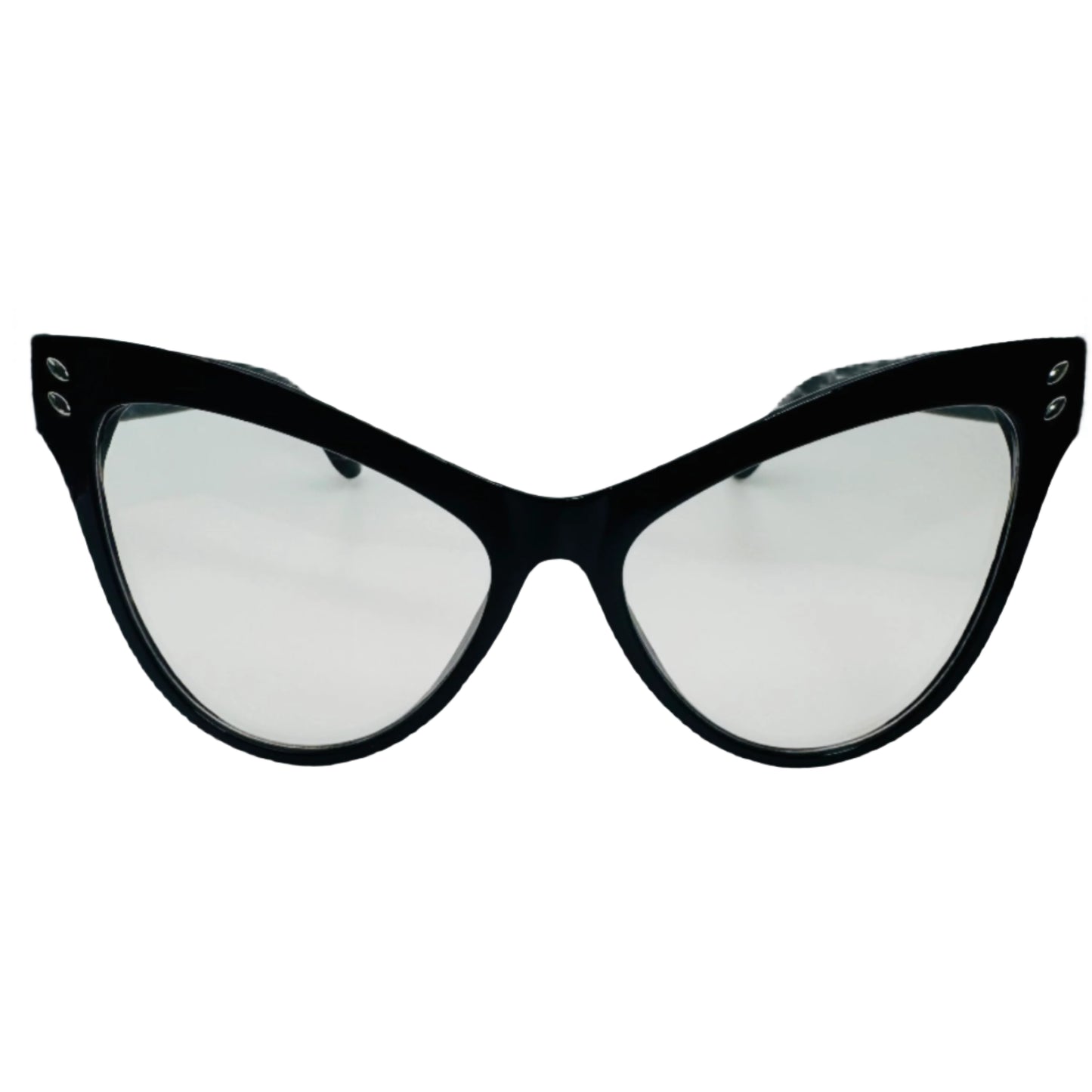 Large Black Clear Lens Cateye Glasses - Non Prescription