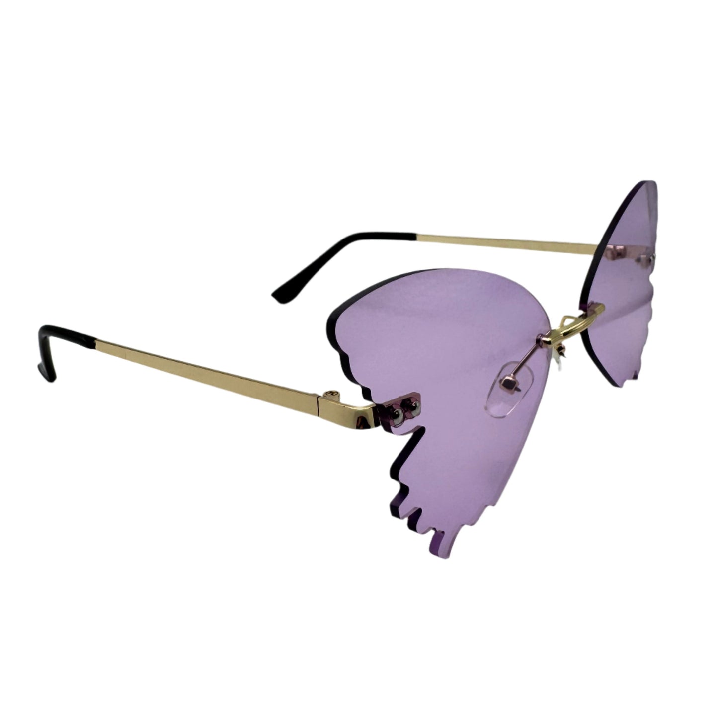 Purple Butterfly Wing Rimless Sunglasses