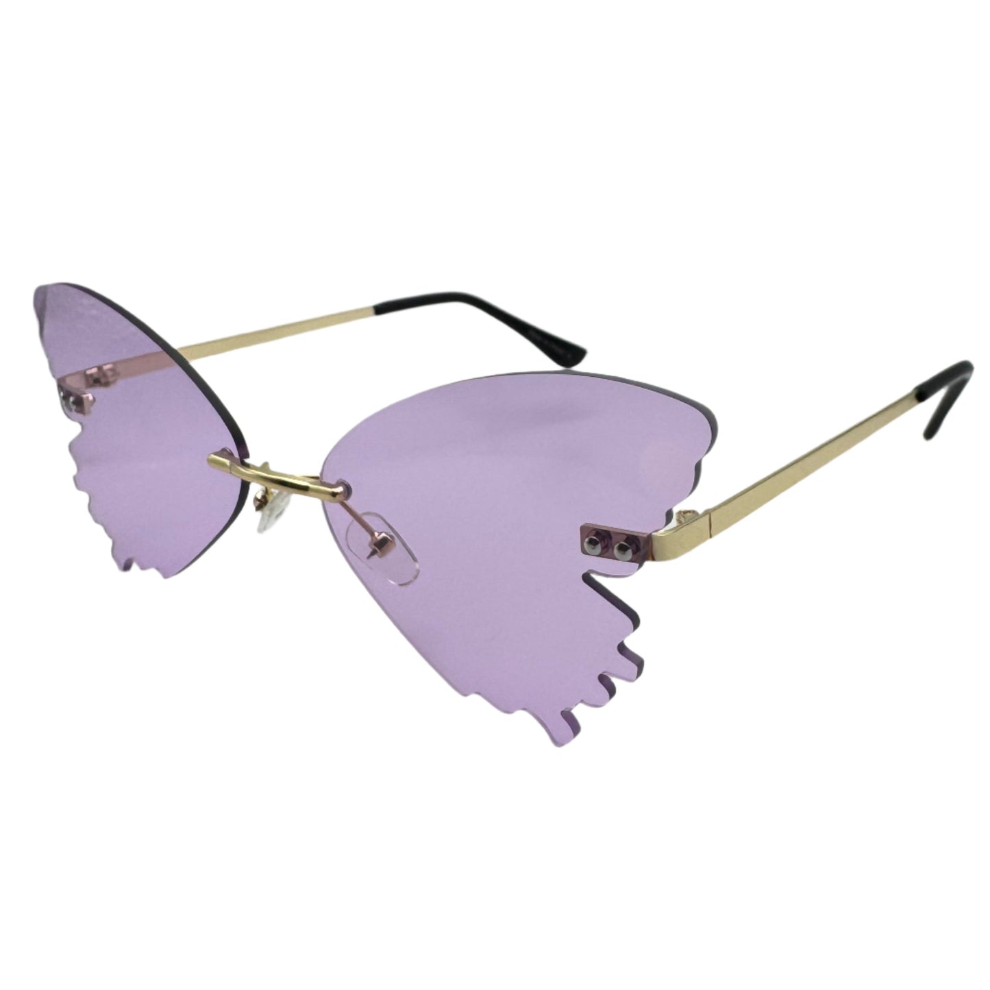 Purple Butterfly Wing Rimless Sunglasses
