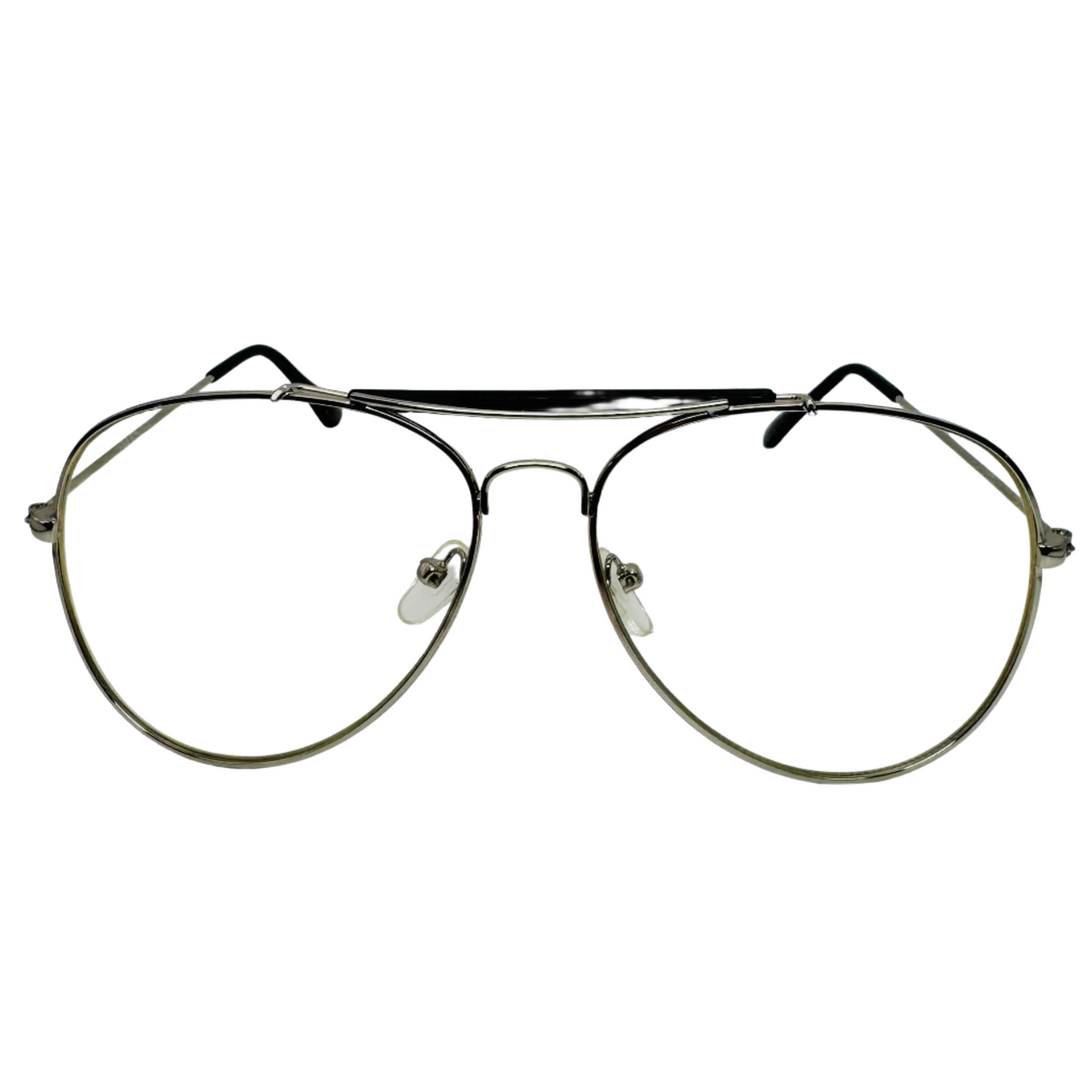 Silver Aviator Clear Lens Glasses - Non Prescription