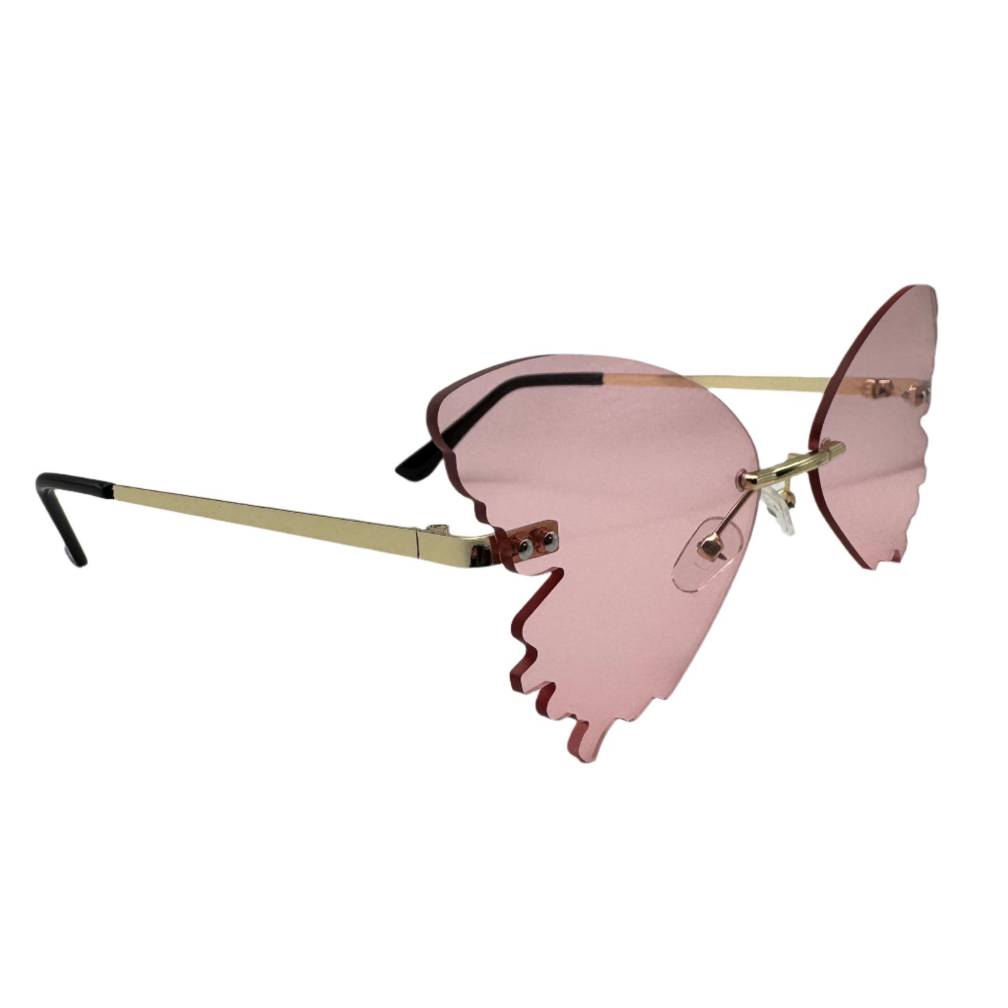 Pink Butterfly Wing Rimless Sunglasses