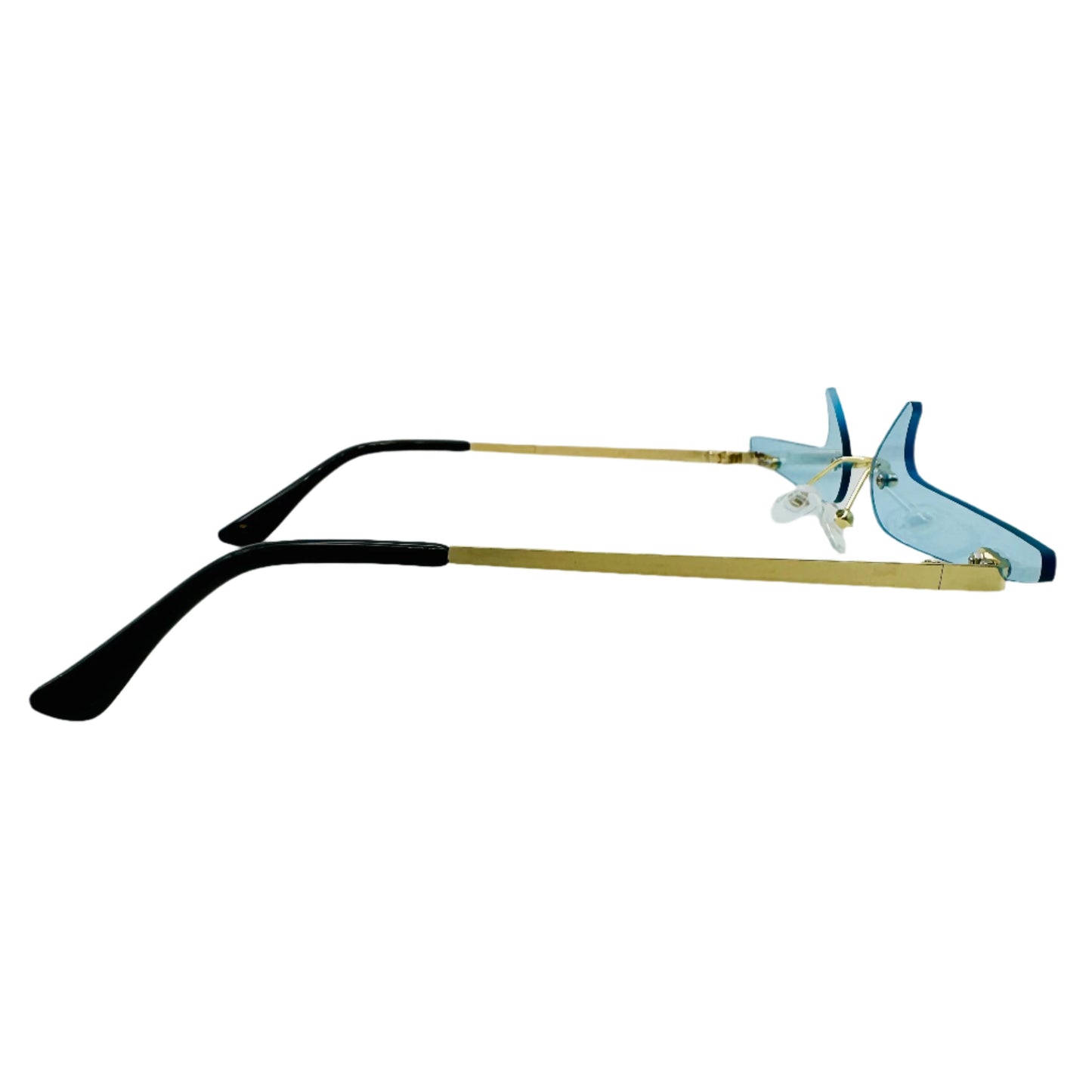 (C) 6170 | Backward Checkmark Novelty Rimless Sunglasses