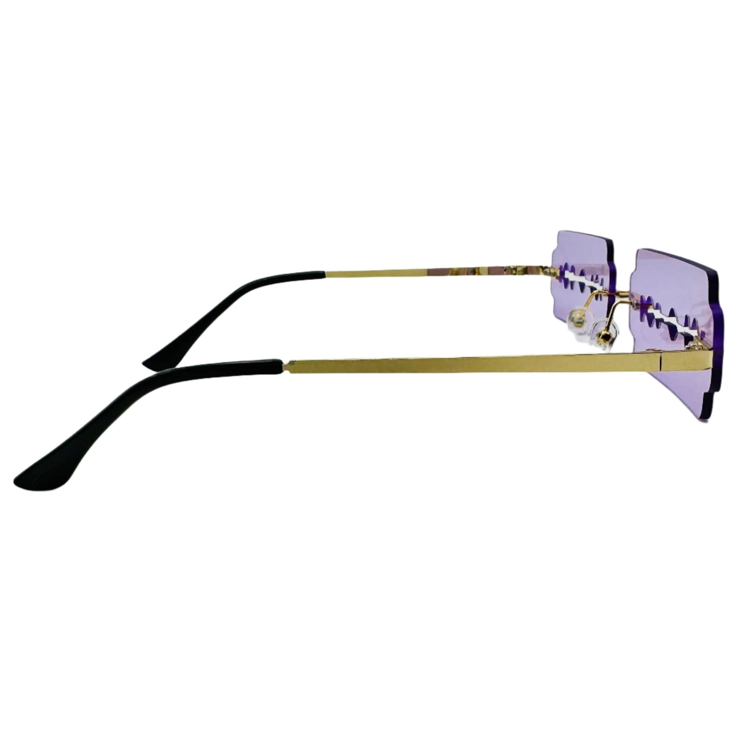 Purple Rimless Lens Razor Novelty Sunglasses