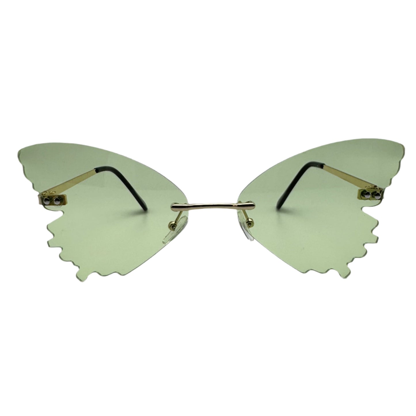 Green Butterfly Wing Rimless Sunglasses