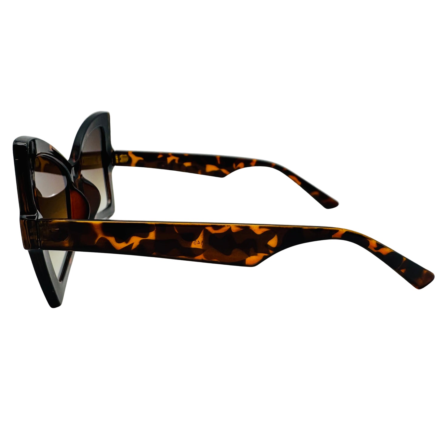 Sunglasses with tortoiseshell frame on a white background