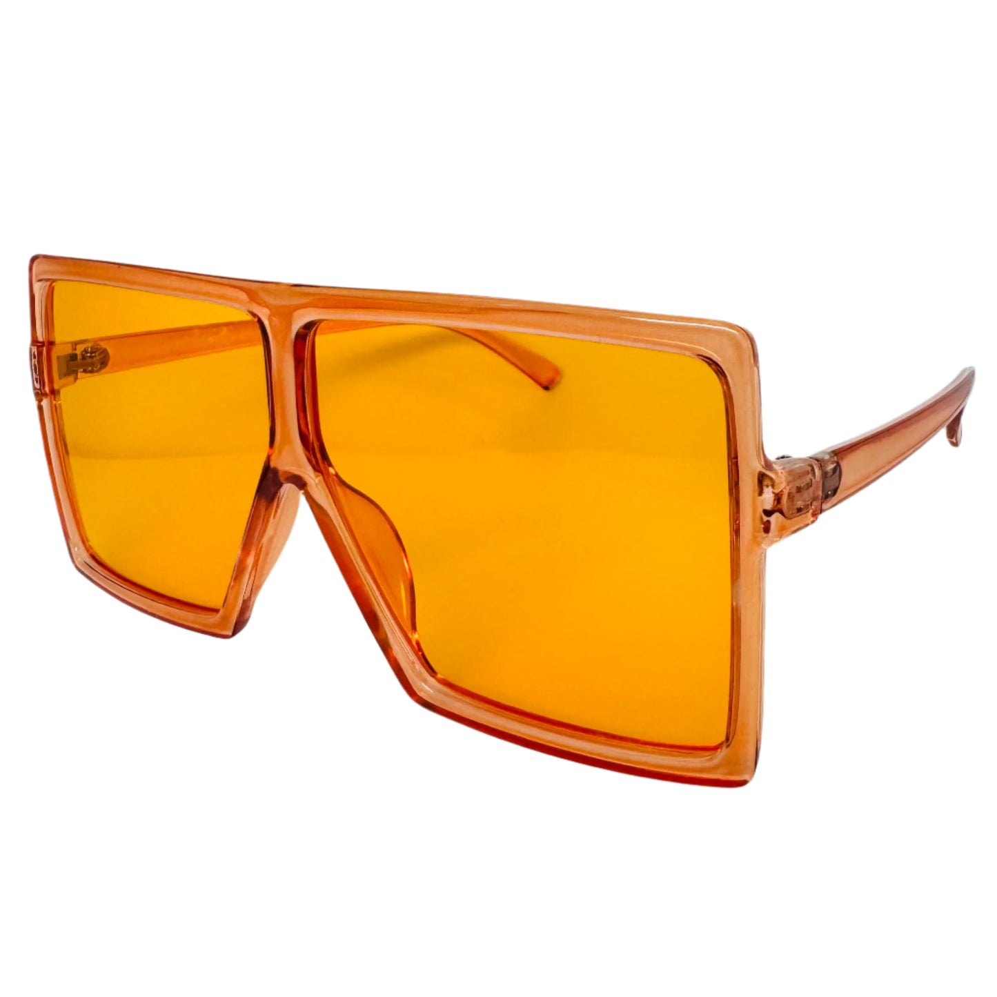 Orange Large Square Sunglasses with Transparent Frame