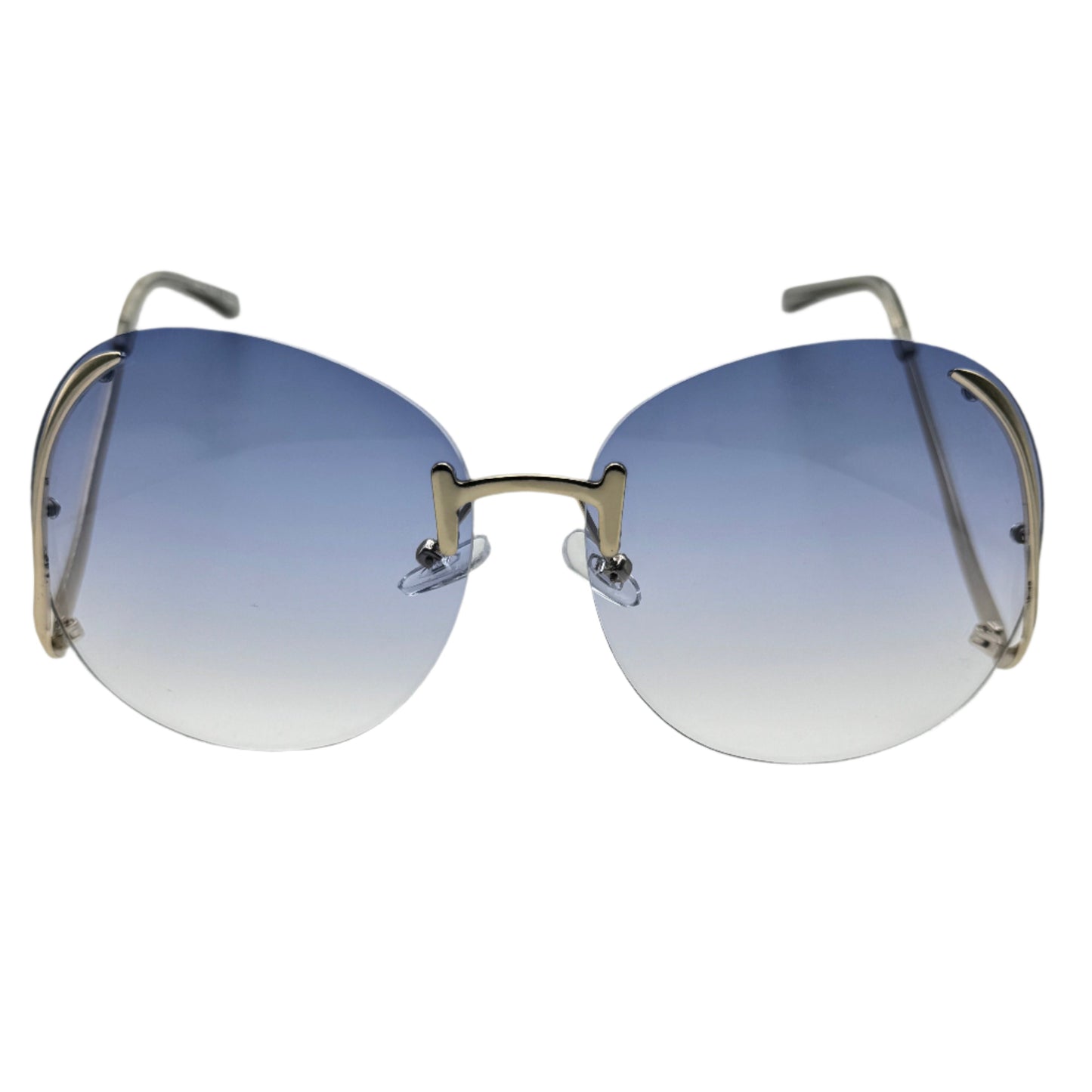 Blue Rimless Butterfly Lens Sunglasses