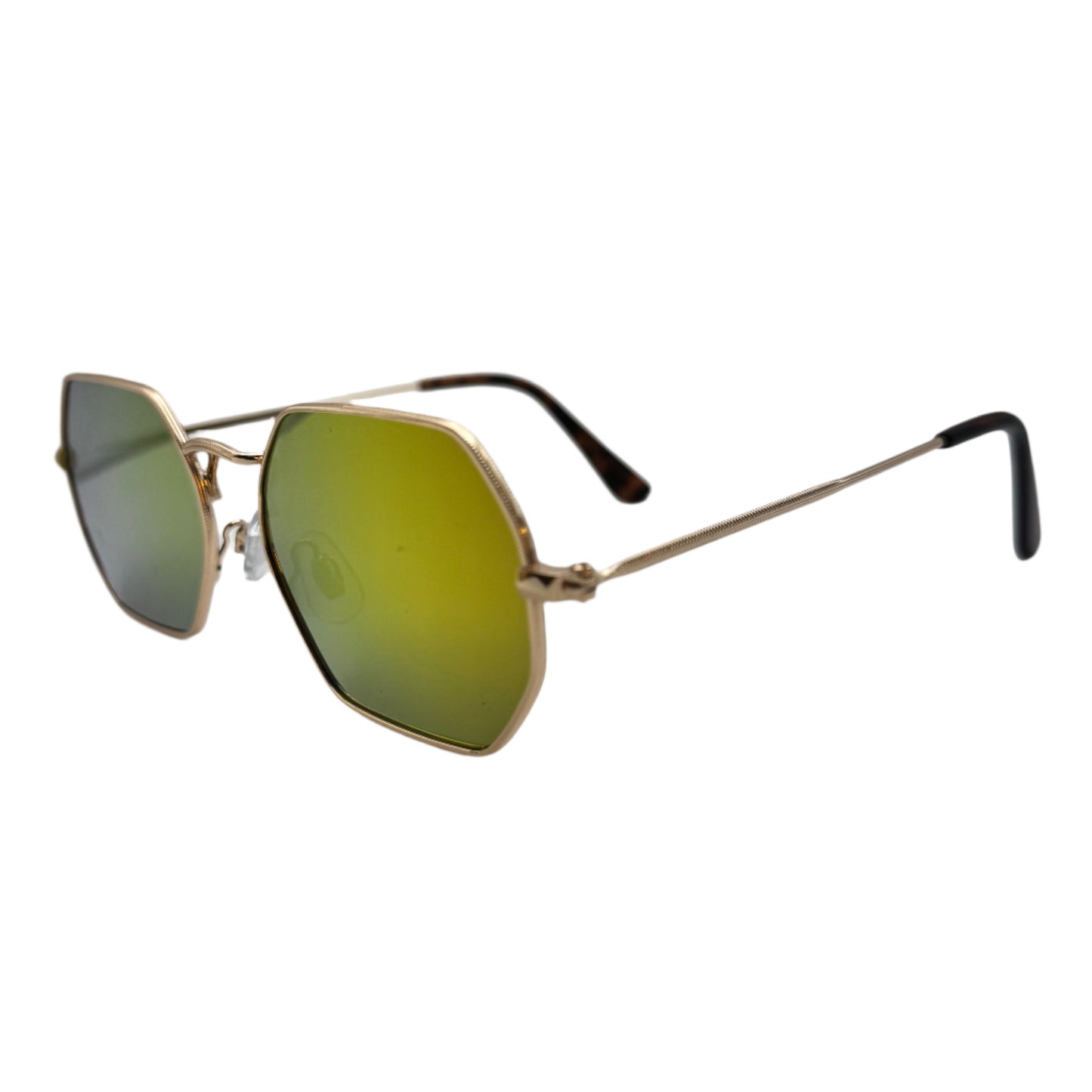 Gold Mirror Hexagon Sunglasses
