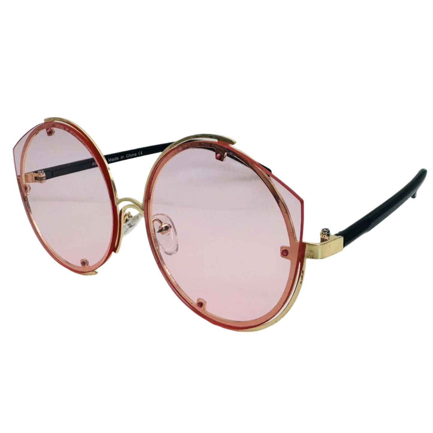 Pink Rimless Luxe Circle Sunglasses